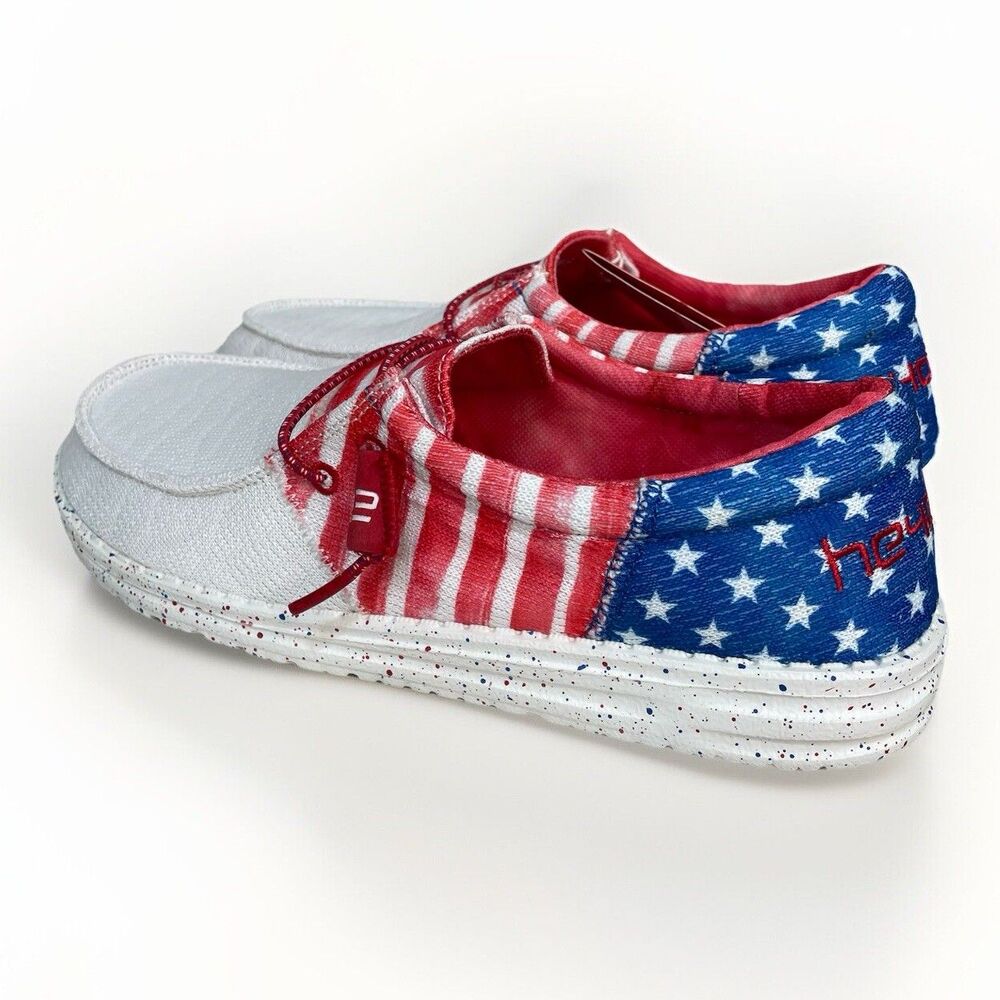 Hey Dude Wendy Sox Tri Patriotic Americana Shoes Women Sz 11 NEW Red White Blue - Picture 6 of 8